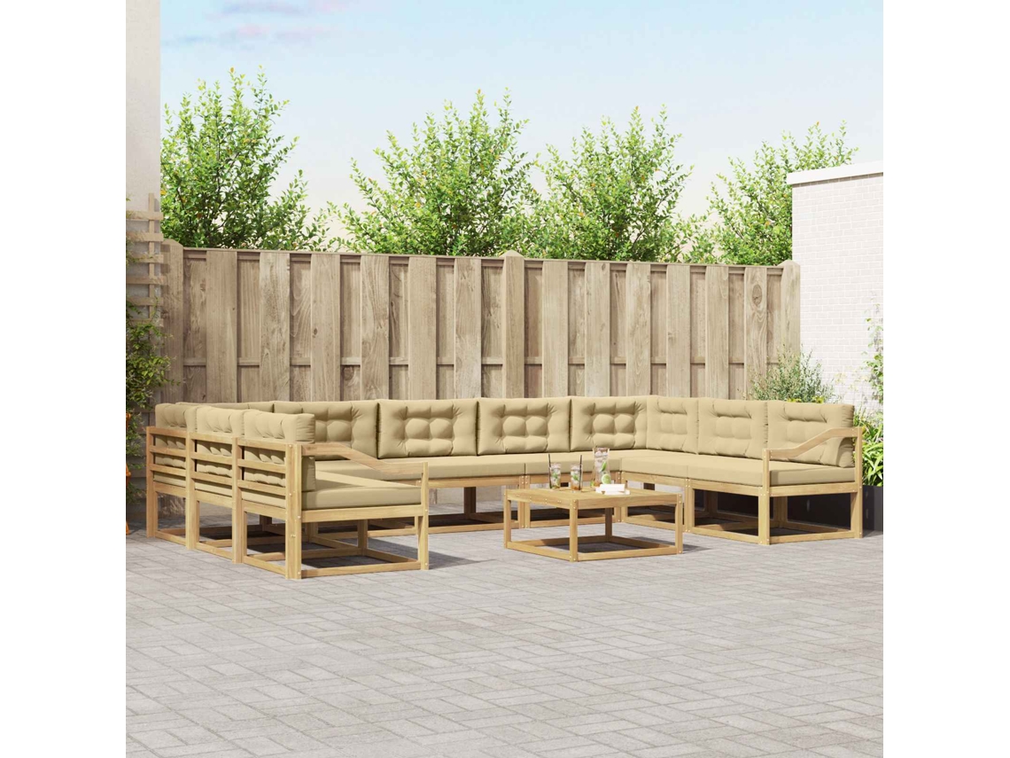 Vidaxl Conjunto De Sofás Para Exterior 10 Unid. Branco E Bege