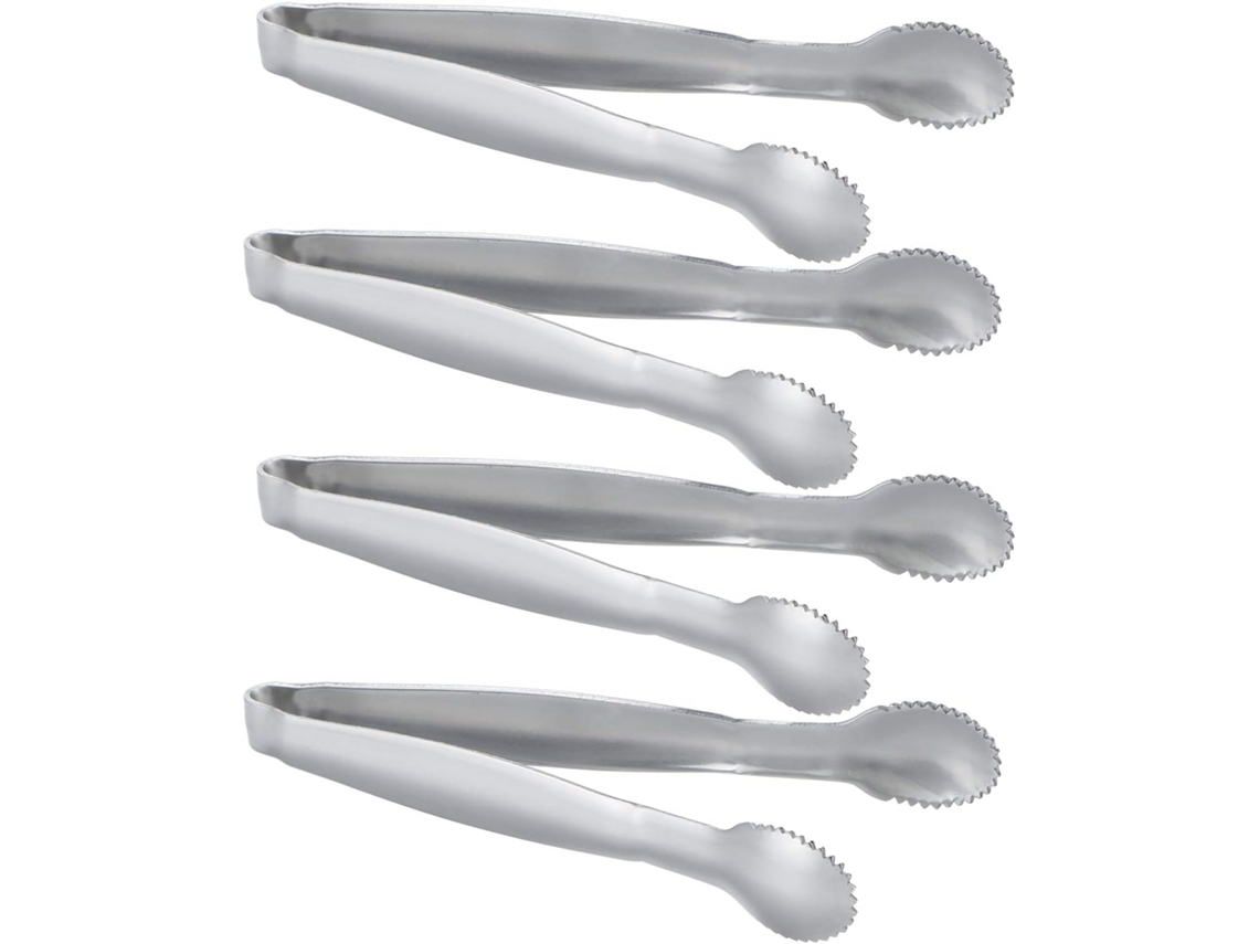 Slowmoose - Pacote com 4 mini pinças de açúcar de aço inoxidável, pinças grossas para alimentos, 10 cm (4 polegadas)