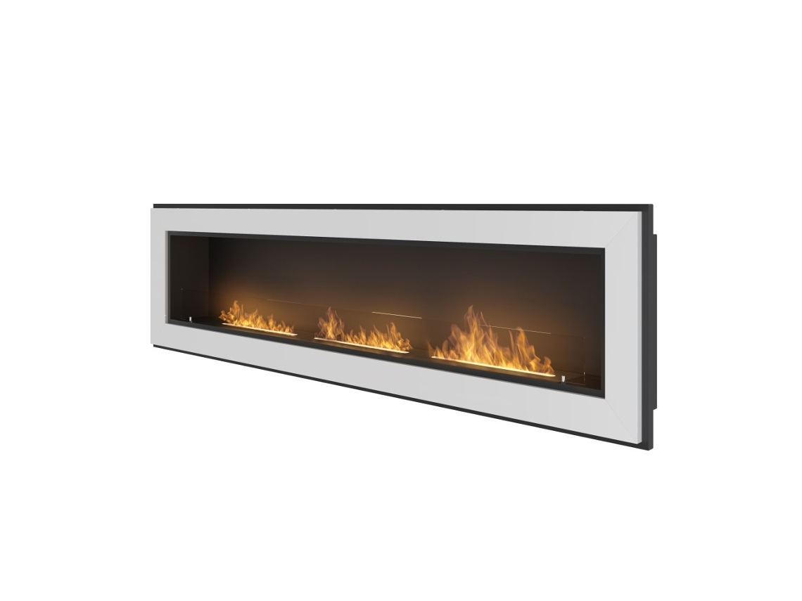 Lareira Embutida a Bioetanol Frame 1800 Simplefire com Vidro Branco SOLOLED