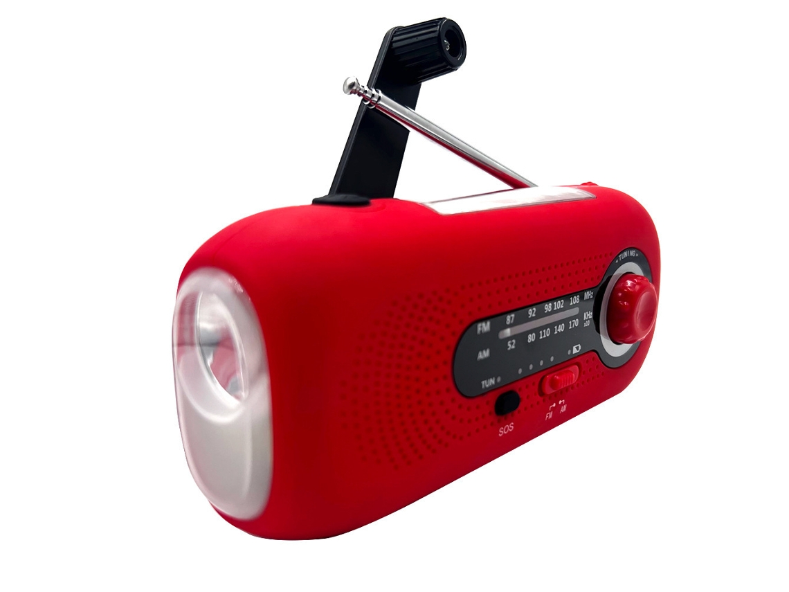 Rádio solar AQUAFORGE com manivela, am/fm, lanterna multibanda para camping e emergências