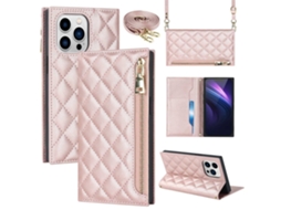 Capa Inch Para Iphone 13 Pro Max Pele Sintética Anti-choque Rosa