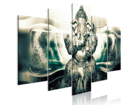 Quadro ARTGEIST Buddha Style (5 Parts) Green Wide (200x100)