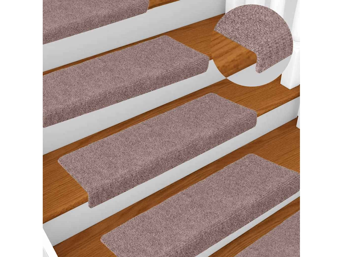 Vidaxl Tapetes De Escada Autoadesivos 20 Peças 65x21x4 Cm Castanho Claro Com Borda Retangular