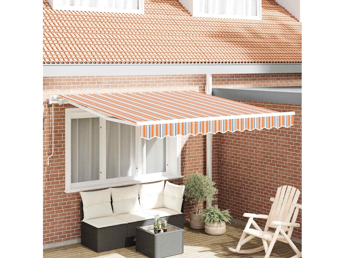 Vidaxl Toldo Retrátil Multicolor 300 X 250 Cm Tecido E Alumínio