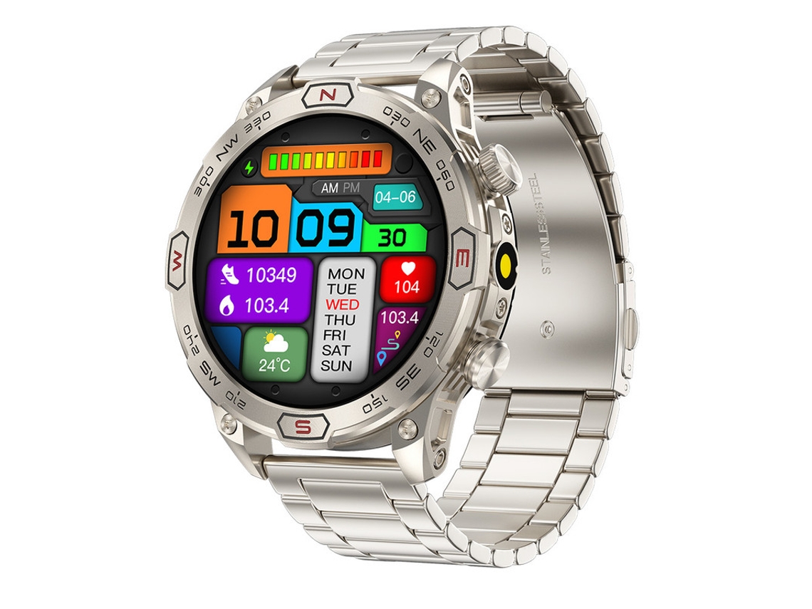 Smartwatch Yizhood Kc86 1.43 Inch Chamada Bluetooth 100 Modos Desportivos Monitorização Da Saúde 450mah Longa Espera (android E Ios Prata)