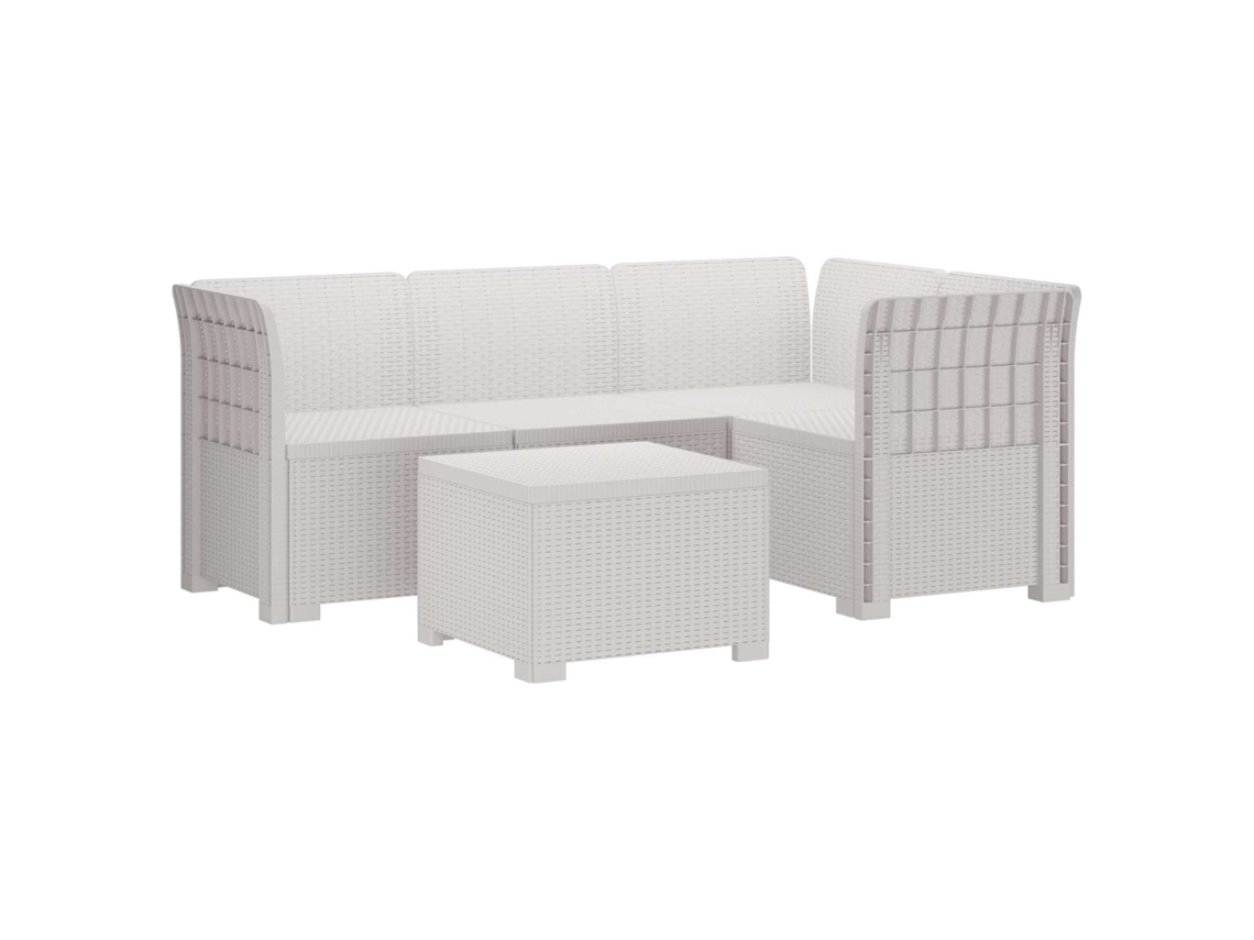Vidaxl Sofá De Jardim Para 4 Pessoas Estilo Rattan Pp Branco