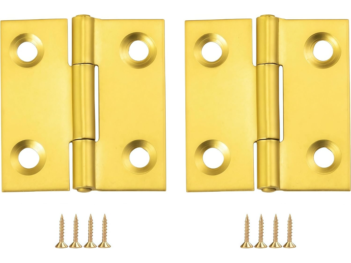 Dobradiças Dobráveis Em Aço Inoxidável Dourado, Pacote Com 2 Unidades, Para Armários E Guarda Roupas, 38x 36x 1, 5mm