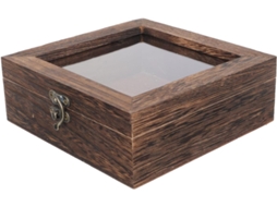 Caixa Madeira Acrílico Tampa Vitrine Delicada Prova Poeira Joias Objetos Coleção À Mesa GOKOCO