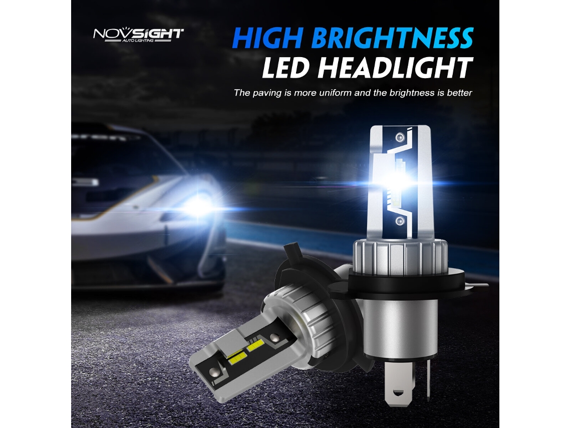 Kit de lâmpadas LED para faróis de carro 9006-novsight N57, 2 peças, 6500k, IP68, à prova d'água, luz branca