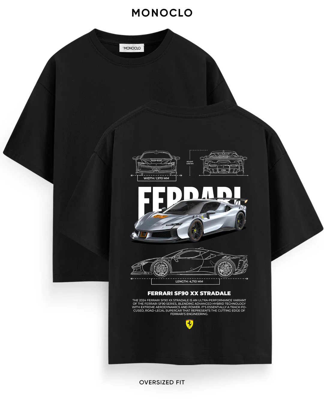 T-shirt Rockinstone Monoclo Ferrari Sf90 Xx Stradale (l)