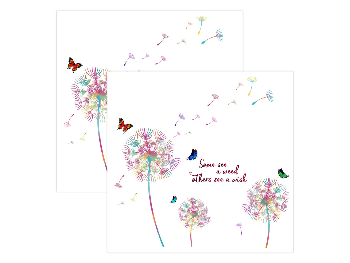 Conjuntos De Adesivos De Parede De Dente-De-Leão De Flores De Borboleta Para Sala De Estar Decoração De Quarto Adesivos Autoadesivos ZMDECQNA 2 Un