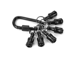Conjunto De 6 Peças Suporte Para Bits Com Mosquetão Preto, Encaixe
