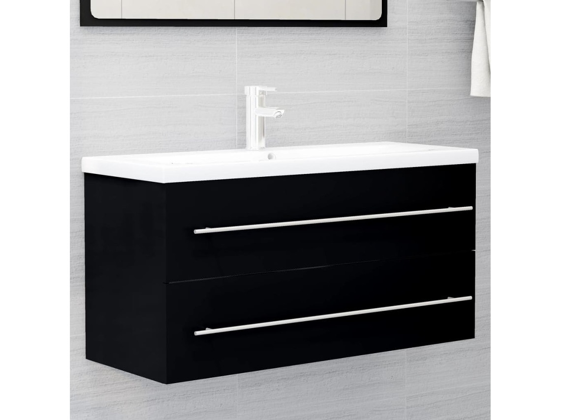 Vidaxl Armário Lavatório 100x38,5x48 Cm Derivados De Madeira Preto