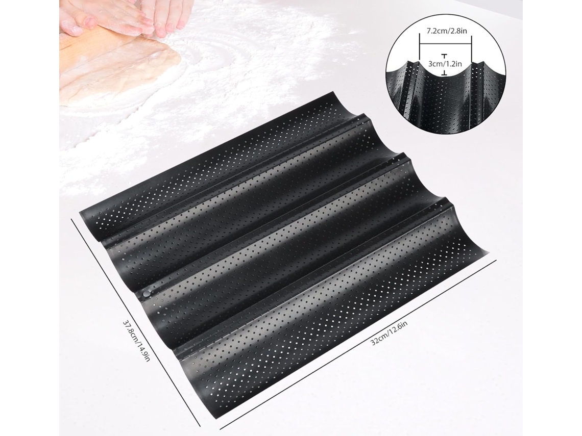 Forma Para Baguete De 15x13 Polegadas, Assadeira De Aço Carbono, Preta (tommy01)