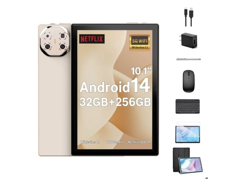 Tablete Takinuru 10.3 Nova Tablete Android 14 Com 5g Wifi 6, 32go Ram 256go Rom 8000mah, Tablet Com Teclado, Dourada