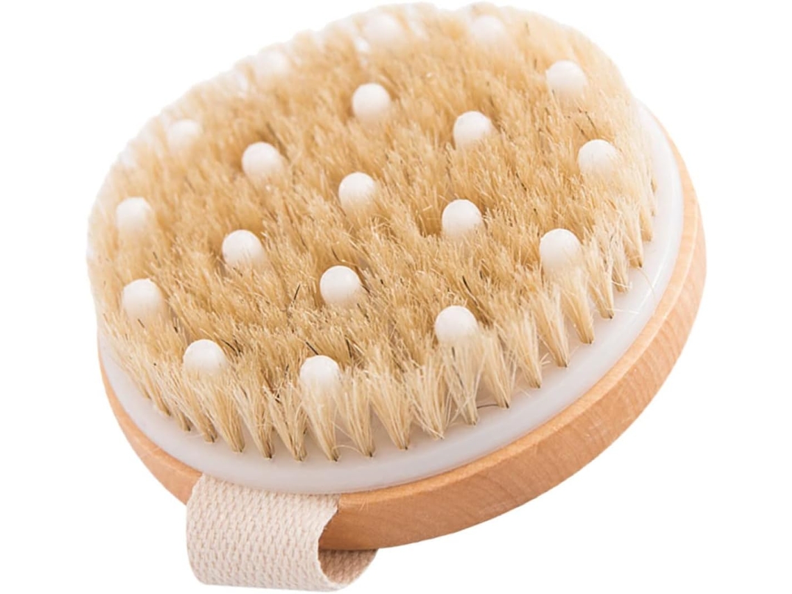 Escova De Banho Esfoliante E Massageadora Madeira Natural, Sem Cabo, Para Uso Seco E Ecológica, Ideal Para Limpeza Do