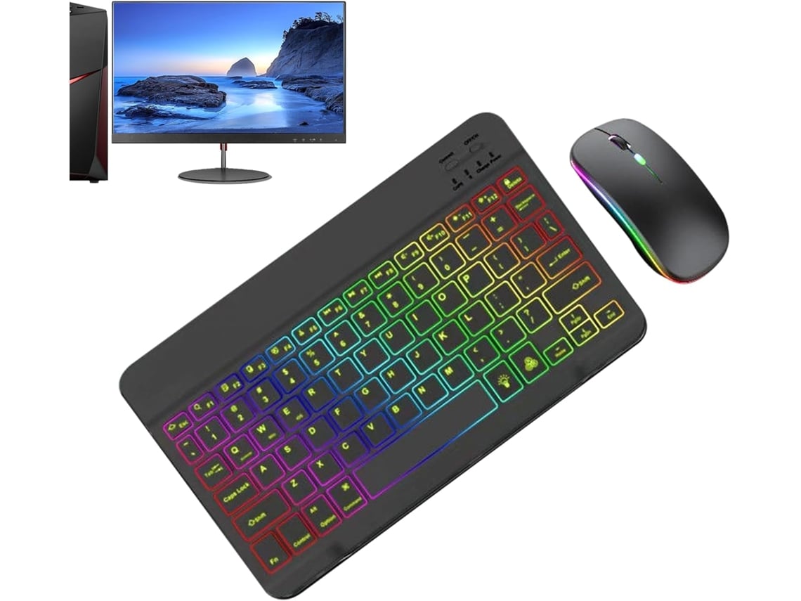 Teclado e Mouse com Fio, Teclas Retroiluminadas e Kit de Teclas Retroiluminadas. SFUSHOS