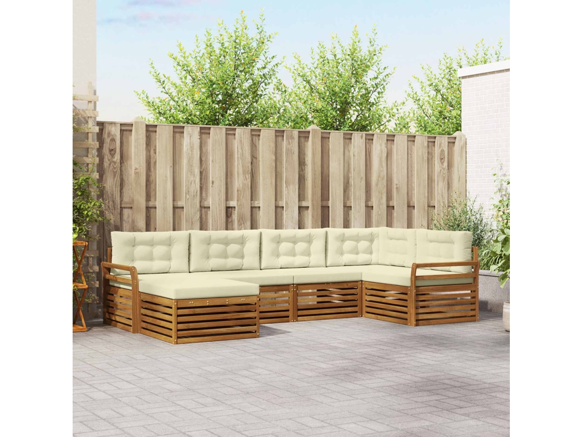 Vidaxl Conjunto De Sofás Para Exterior 6 Unid. Natural E Creme