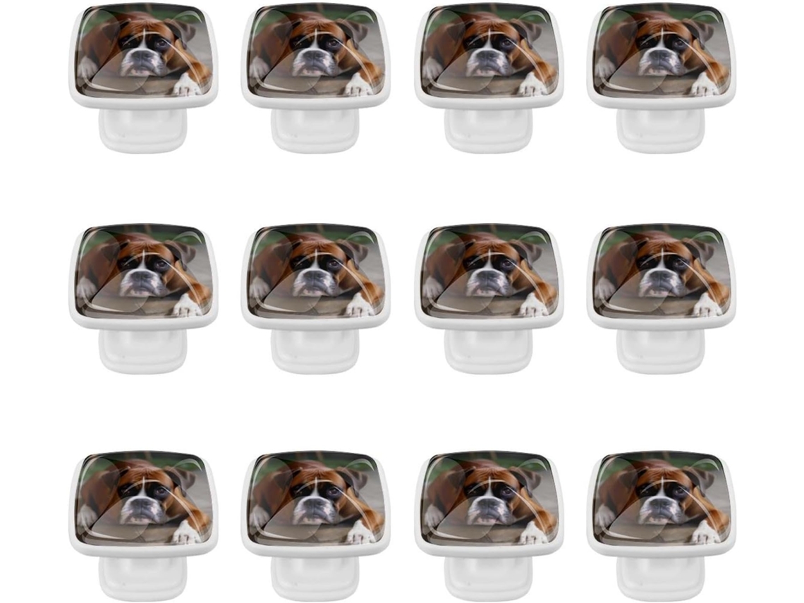 Puxadores Quadrados Para Gavetas De Cômoda, Puxadores Para Armários De Cozinha, 12 Peças, Cachorro Boxer Na Grama