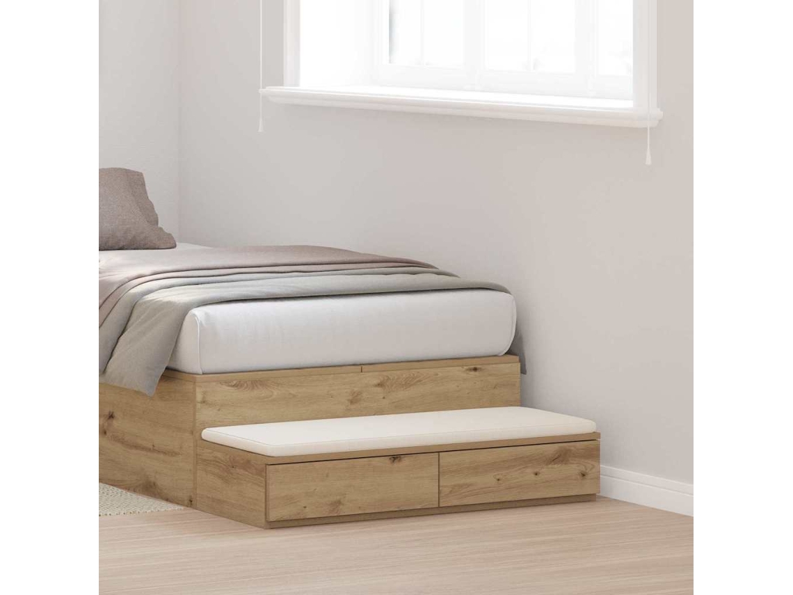 Vidaxl Gavetas De Cama Carvalho Artesanal 100 X 36,5 X 16,5 Cm