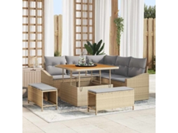 Vidaxl Conjunto De Sofá De Jardim 8 Unid. 7-número De Lugares Bege