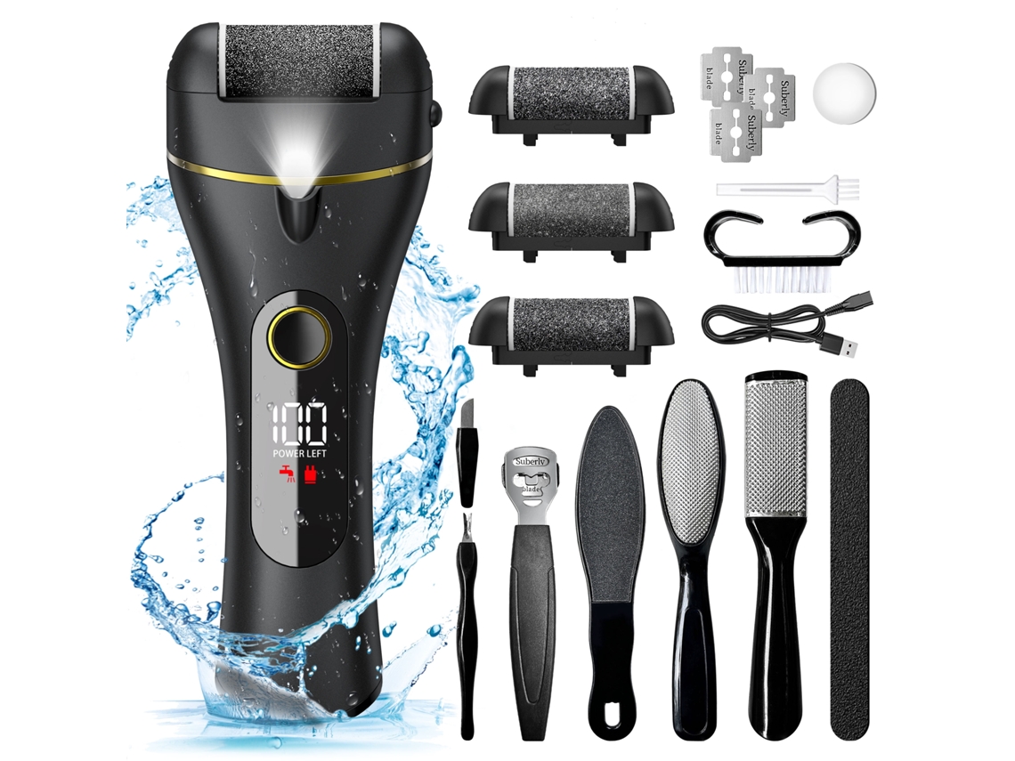 Removedor De Calos Elétrico Portátil Para Pés, Kit De Pedicure Com Lixa Para Pés, Preto Aquaforge