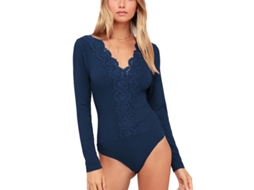 2026 bodysuit de Mulher com Gola V e Malha de Manga Longa Cor Solida Estilo Elegante para Festa