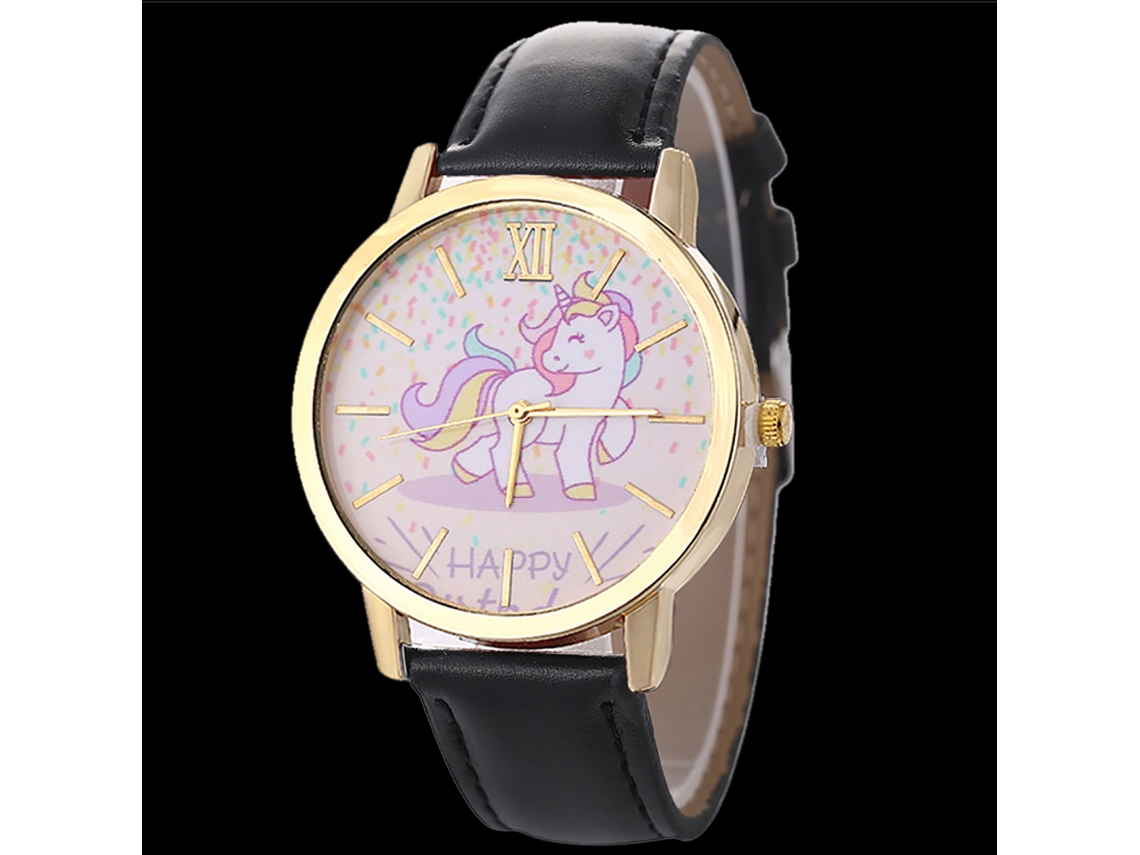 Reloj Casual De Moda Zlf0571-f Unisex Cuarzo Con Correa De Cuero Negro