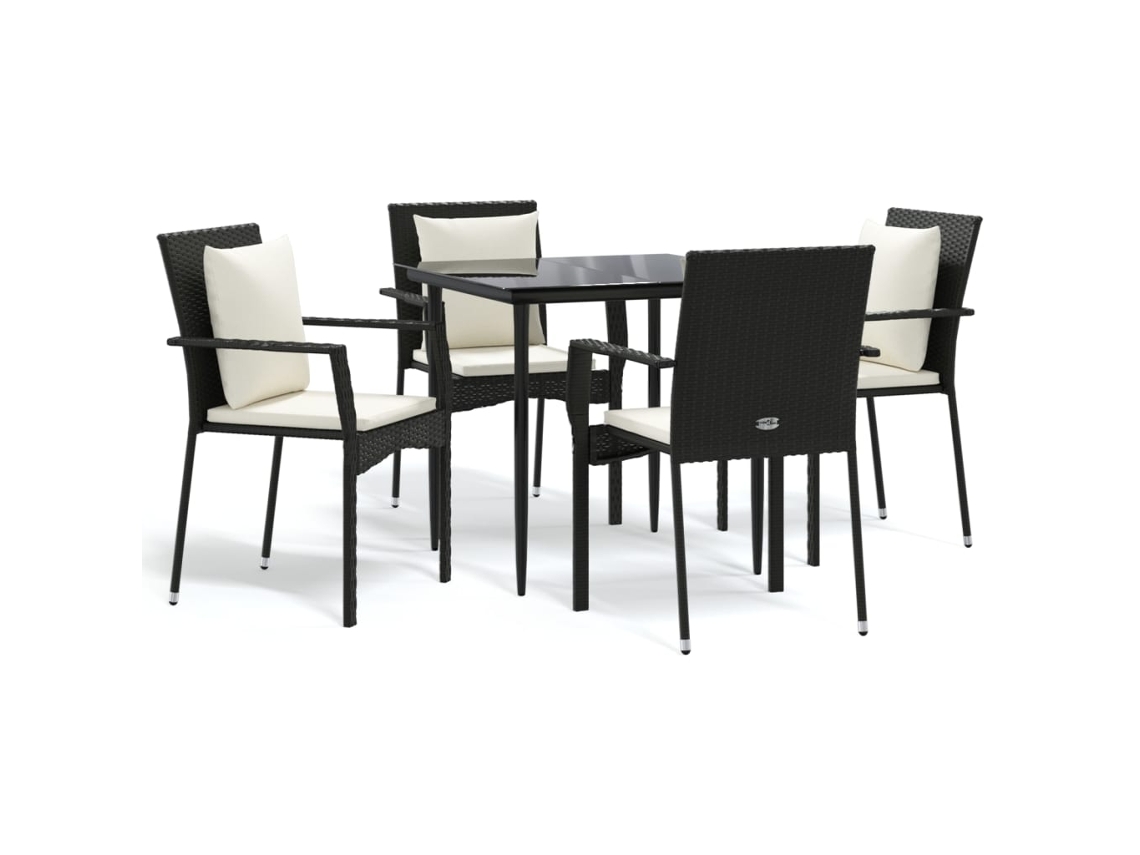 Garden Dining Set, Garden Dining Sets Vidaxl Preto Rattan / Vime (mesa Com 80 Cm De Comprimento)