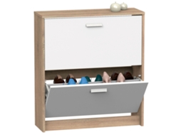 Sapateira Organizador De Corredor, Móvel Auxiliar Estreito De Madeira Para Sapatos, 2 Portas, 82x74x25 Cm Briebe Nova Branco/madeira