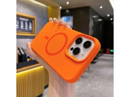 (laranja, Iphone 16 Plus) Capa De Silicone Líquido Para Iphone, Com Forte Fixação Magnética.