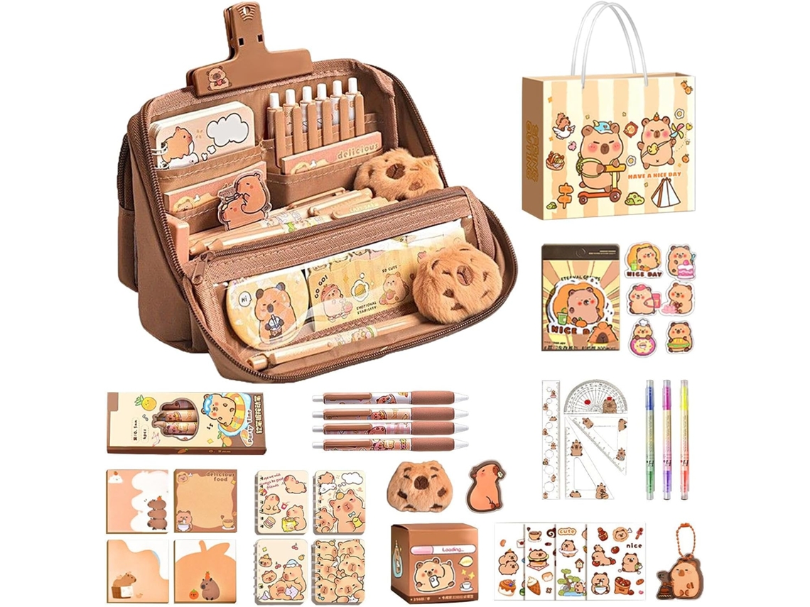 Estojo Fofo | Estojo De Lápis Em Formato De Capivara, Artigos De Papelaria Adoráveis, Material Escolar, Blocos Vayotoy