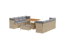 Conjunto 11 Conjunto De Sofá De Jardim Vidaxl Bege Vime Pe (100 X 100 X 71 Cm)
