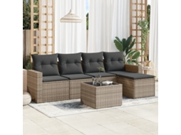 6 Pcs Conjunto Sofás De Jardim Com Almofadões Vime Cinza Dkd Home Decor