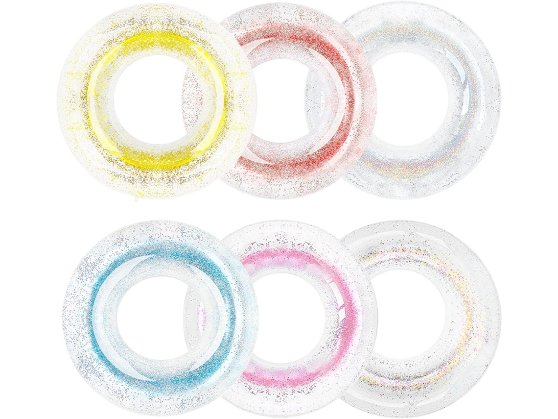 Boias Infláveis ​​para Piscina, Tamanho Adulto, Com Confete E Glitter, Boias Transparentes Para Piscina No Verão, Para Adultos E Crianças (6 Unidades)