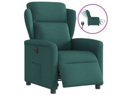 Vidaxl Poltrona Elétrica Reclinável Tecido Verde-escuro