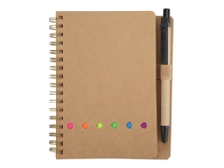 Cuaderno De Couro Com Espiral Dupla Portátil E Caneta Inserida Para Estudantes E Escritório Marrom