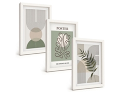 Composição De Quadros Padrões Botânicos Geométricos Espelharte (3 Peças 20x30 Cm)