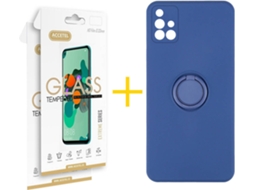 Capa + 2 Películas para Samsung Galaxy A71 ACCETEL Azul Escuro