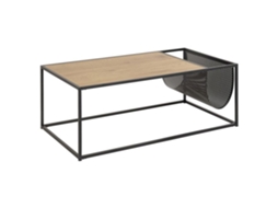 Mesa de Centro Retangular Porta revistas MDF e Metal Bege e Preto S/MARCA