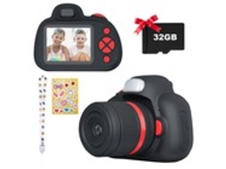 Câmera Digital Infantil Mini Slr 1080p Tela Ips De 2,4 Polegadas Com Cartão Sd De 32 Gb Preto Oem