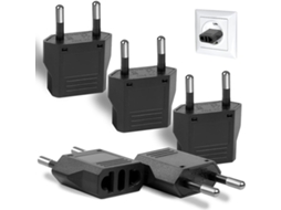Conjunto De 5 Adaptadores Tomada Para Eua E Europa, Adaptador De Viagem Europeu Em Cobre Puro, Adaptador De Viagem Padrão Europeu Com 2 Pinos
