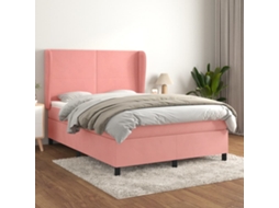 Vidaxl Cama com Molas/colchão 140x200 Cm Veludo Rosa