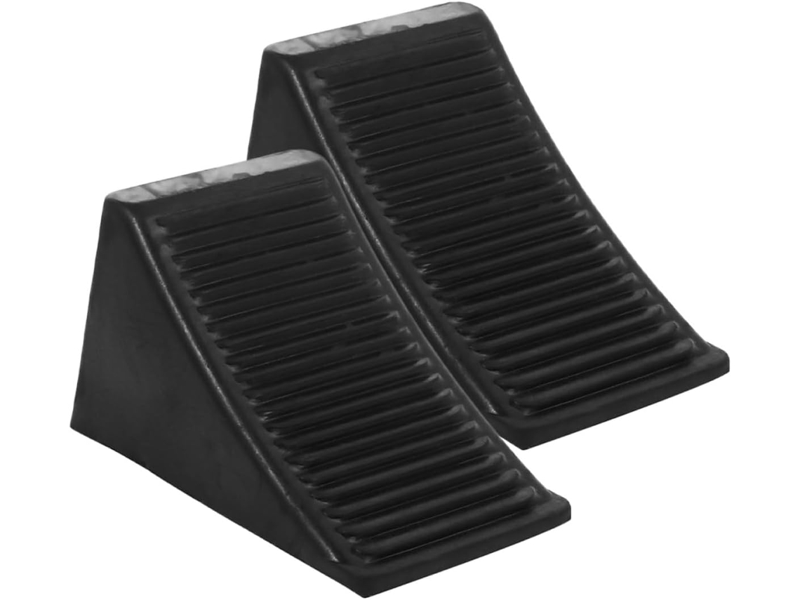 Conjunto de 2 Calços de Roda Preta Borracha para Reboque, Acessórios Práticos