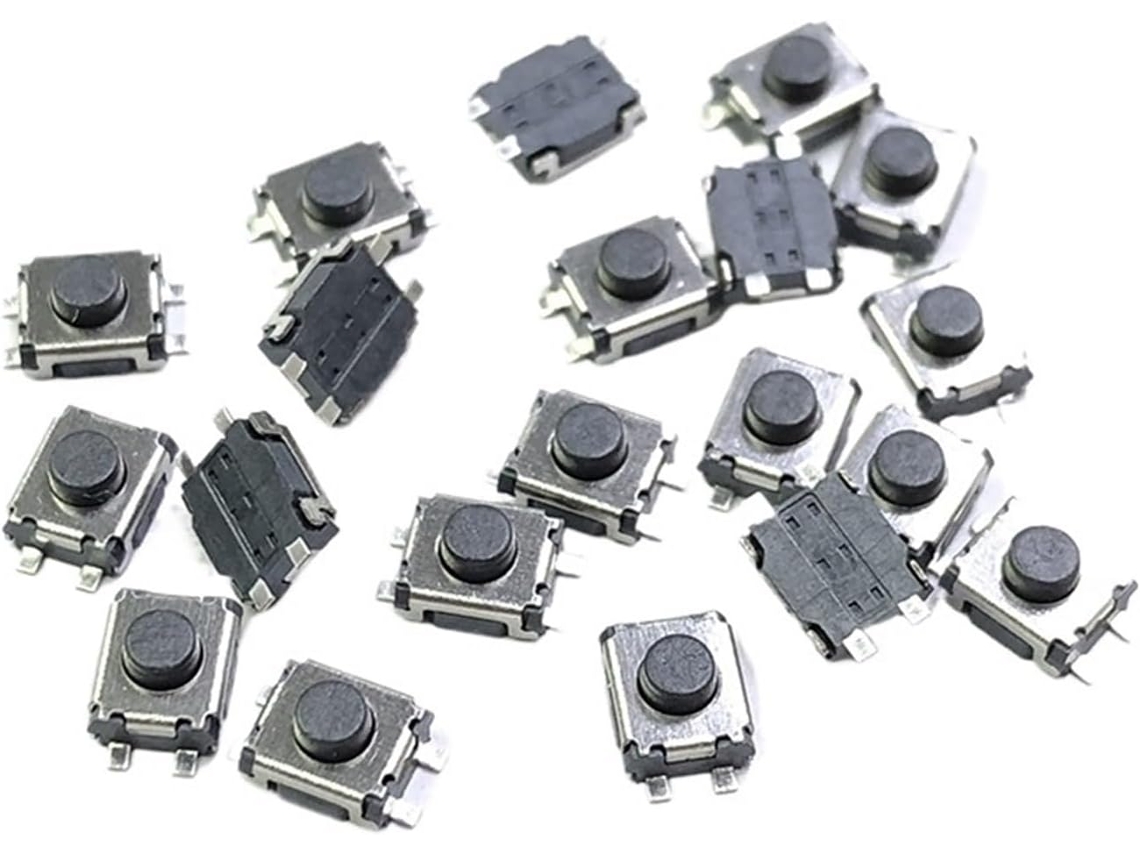Conjunto De 50 Interruptores Táteis Smd Tipo Tartaruga, 4 Pinos, 3x 4x 2mm, Com 2 Pés, Base Vertical E Sem Pilares