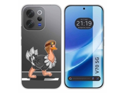 Capa Tumundosmartphone De Silicone Transparente Para Vivo V70 5g Com Estampa De Avestruz Em Desenho Animado