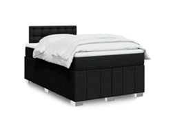Cama Boxspring Com Colchão 120x190 Cm Tecido Preto