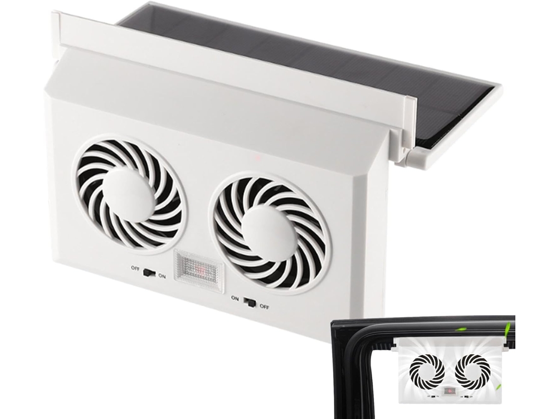 Ventilador Solar De Janela Carro Com Duas Cabeças Fácil Instalação