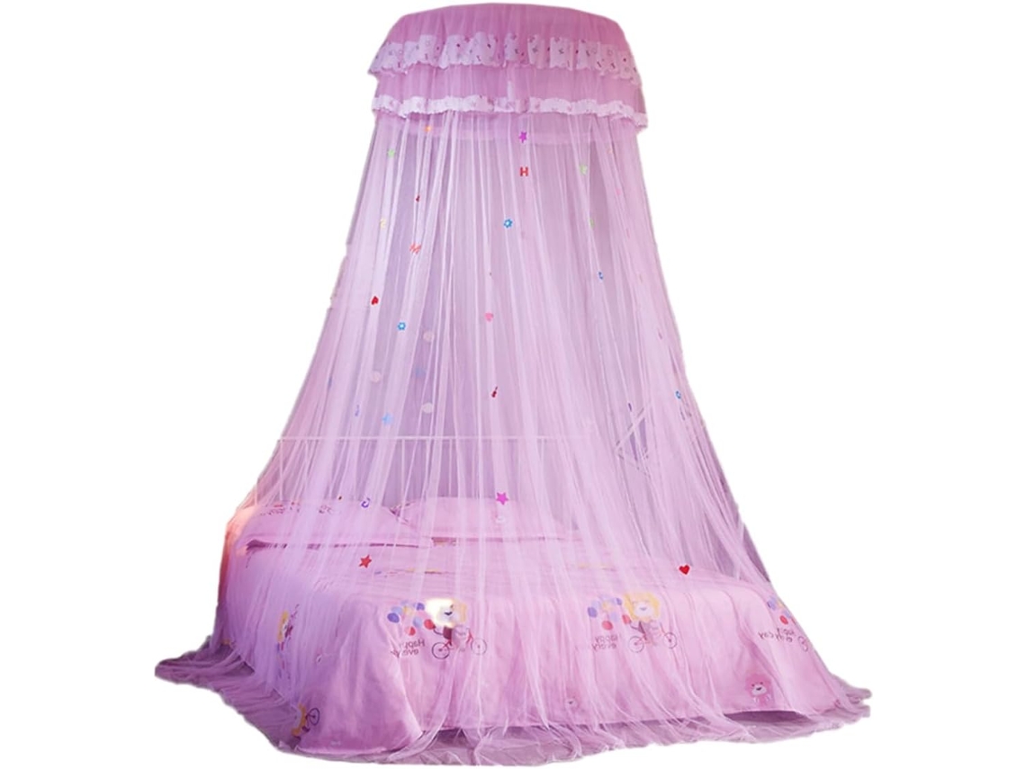 Cortina De Cama Renda Com Desenho Animado, Mosquiteiro Redondo Para Pendurar, Ideal Para Meninas, Protetor De Cama Rosa
