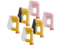 Conjunto De 6 Ganchos Magnéticos Mesa Com Design Pássaros, Nas Cores Branco, Rosa E Preto Economizam Espaço São